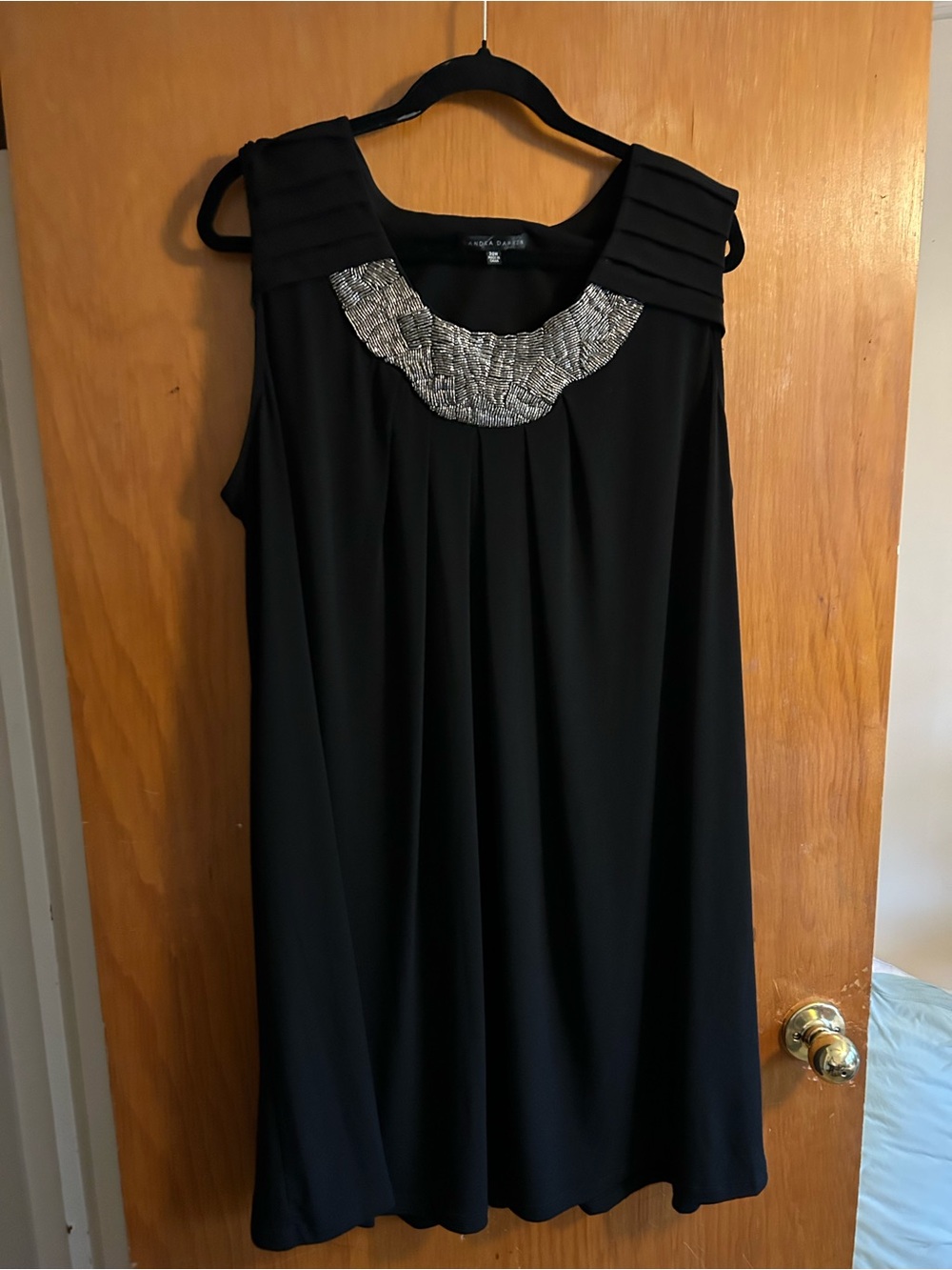 Sandra Darren Black Dress with Silver Beaded Trim